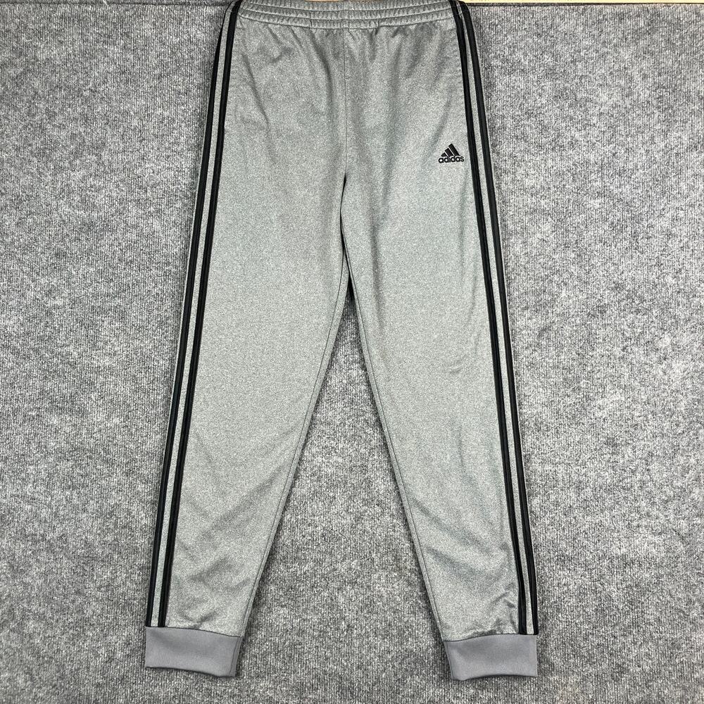 Adidas Sweatpants‎ Boys Size XL Gray Athletic Joggers Striped Logo Stretch